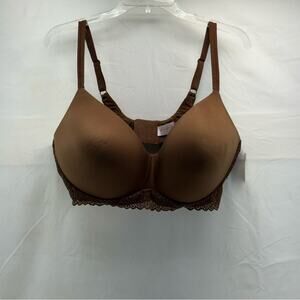 NWT XXXL no wire Brown Lace Trim Women's Bra